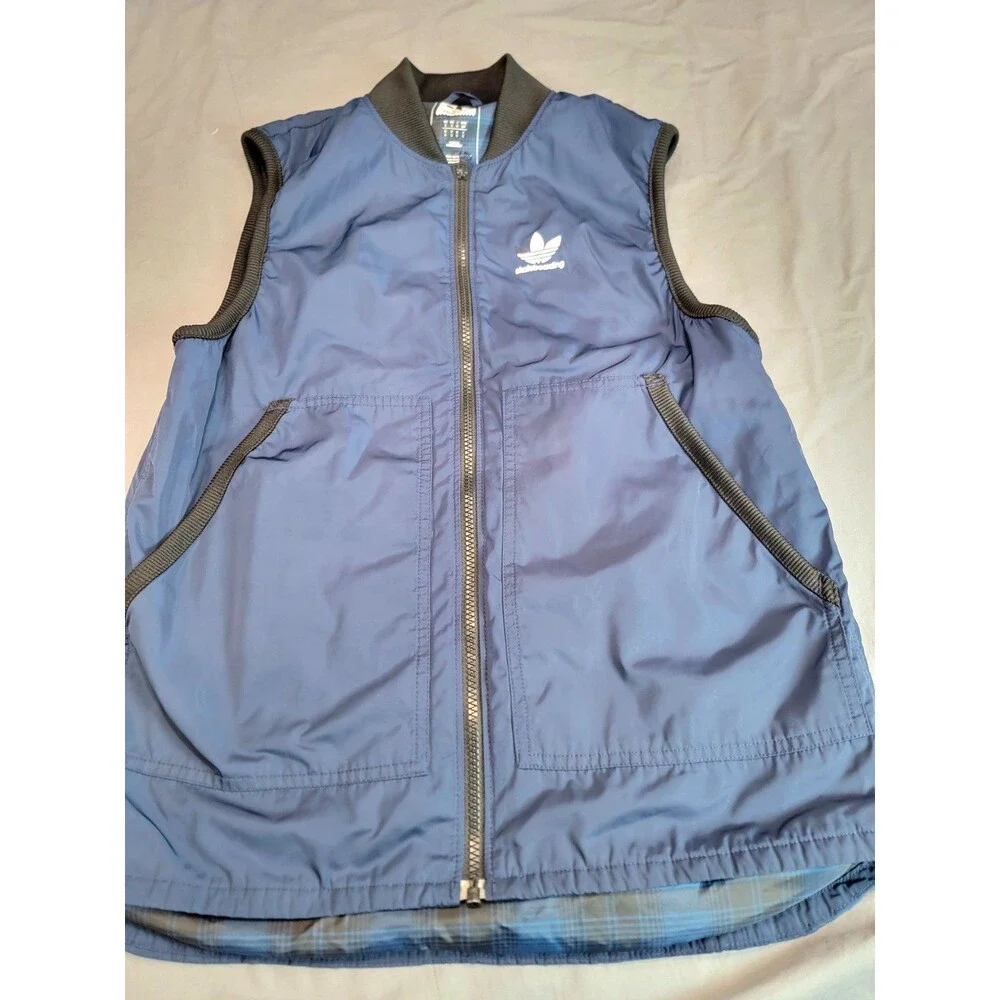 Adidas Originals Skateboarding Vest Blue Zip Up Trefoil Logo Mens Small 2017
